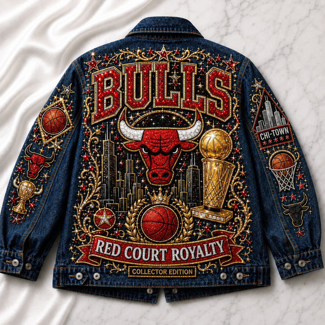 Red Court Royalty Oversized Denim Jacket RCR101