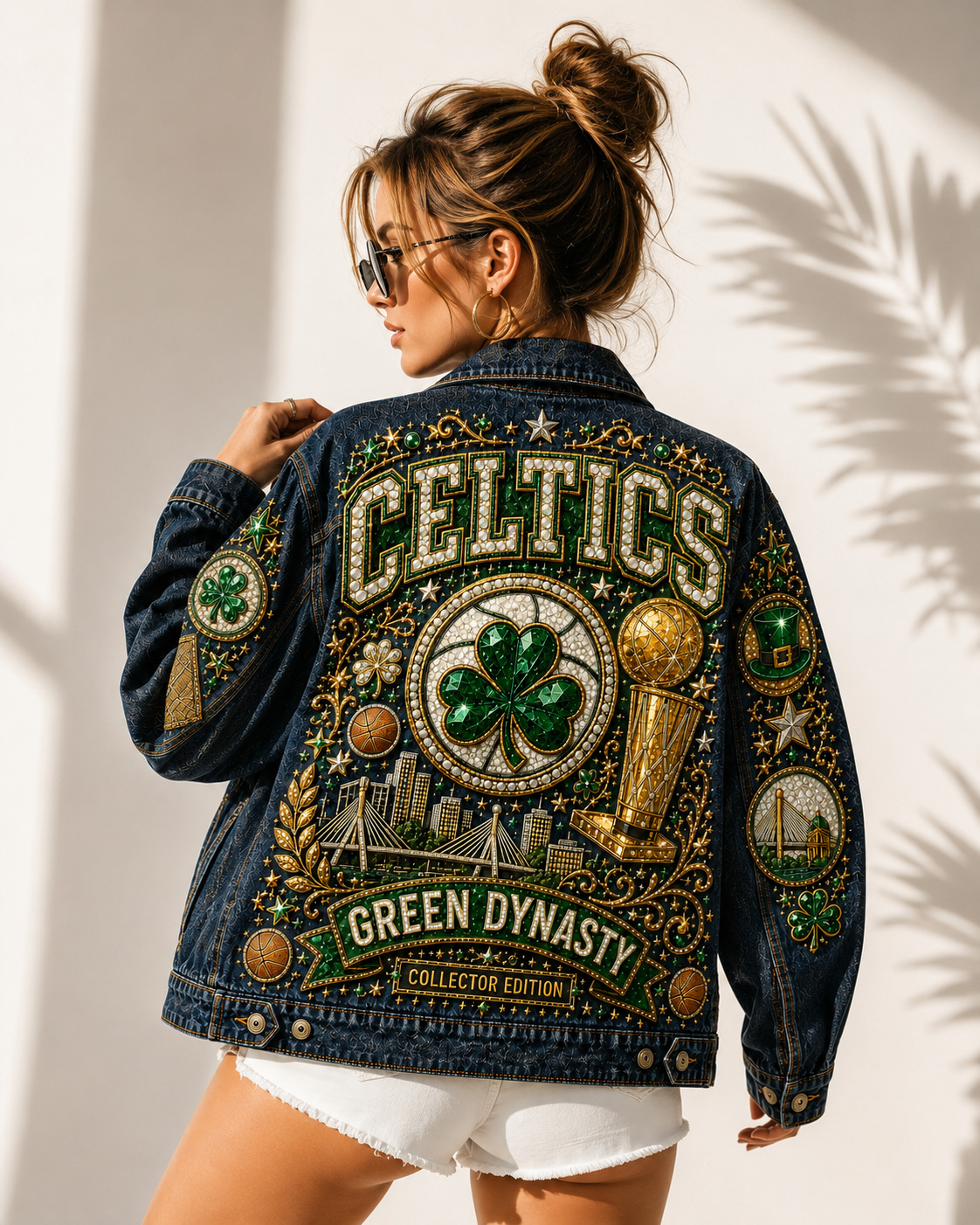 Green Dynasty Basketball Fan Oversized Denim Jacket - Collector Edition GDB101